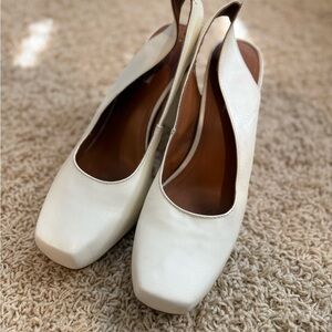 Other Stories Elegant Ivory Women's square Toe Slingback Heels Size 9.5 (EU 41)